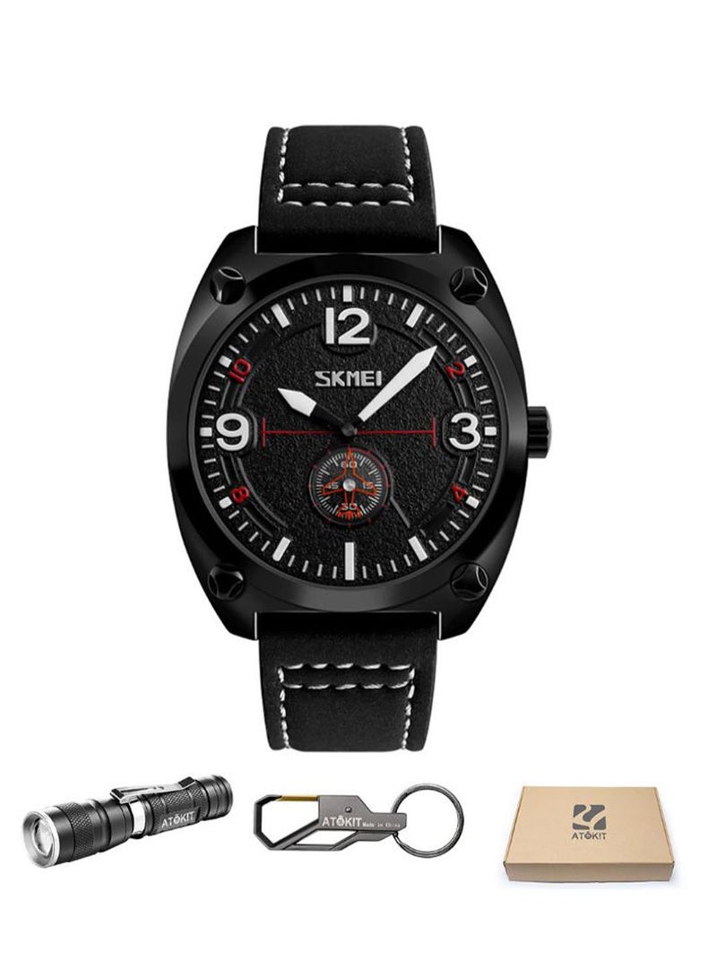 NIBEMINENT men Leather Analog Watch 9155 - Image 2