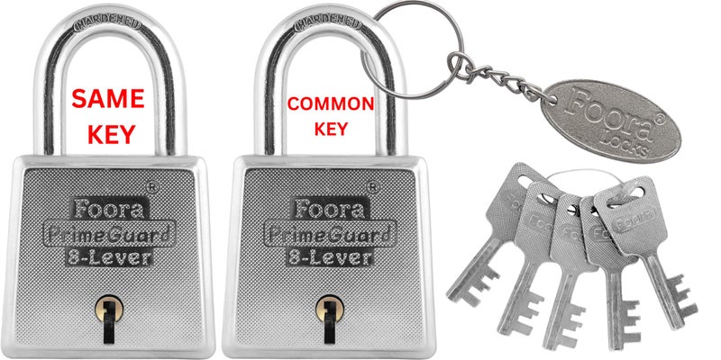 Foora PrimeGuard 60mm Same Key Padlock – Double Locking, Heavy Duty Iron Zinc, 8 Lever Mechanism, Hardened Shackle – Ideal for Door, Gate, Shutter, and Multiple Locks with Same Key - Image 5