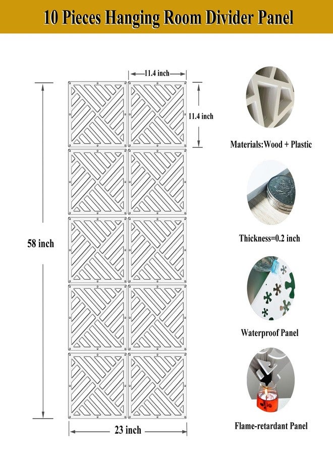 Lchen Hanging Room Divider Panel,White Hanging Wall Divider Room Partition 10 Pieces Wood-Plastic Panel Screen Home Office Decoration(XG-S-10Panels) - Image 2