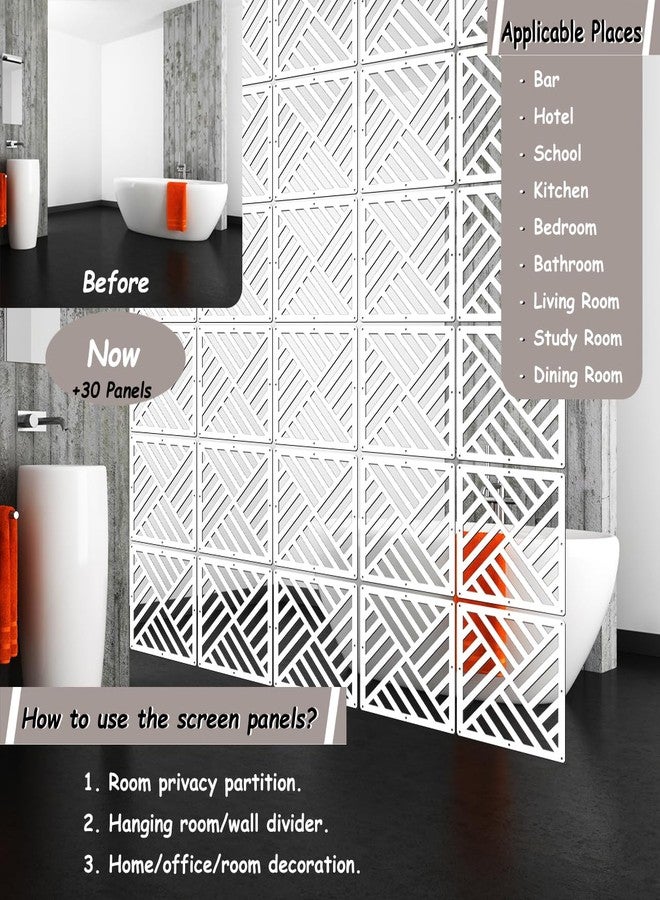 Lchen Hanging Room Divider Panel,White Hanging Wall Divider Room Partition 10 Pieces Wood-Plastic Panel Screen Home Office Decoration(XG-S-10Panels) - Image 4