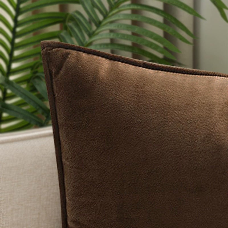 VAKADO Throw Pillow Covers 20x20 Set of 2 Brown Velvet Decor Decorative Couch Cushion Euro with Fringe Pillowcases Home Bed Decoration for Sofa Bedroom Office Indoor - Image 2