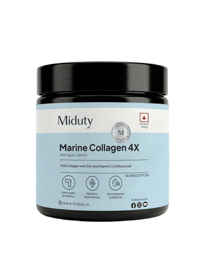 Miduty Marine Collagen Powder with Vitamin C & Zinc | Hydrolyzed Collagen Peptides | Wild-caught Fish | Type 1, 2 & 3 for Skin Elasticity, Hair, Nails, Joints & Bone Support | 210g - Image 1