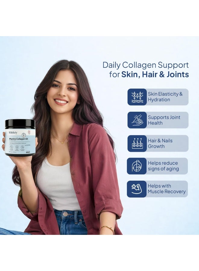 Miduty Marine Collagen Powder with Vitamin C & Zinc | Hydrolyzed Collagen Peptides | Wild-caught Fish | Type 1, 2 & 3 for Skin Elasticity, Hair, Nails, Joints & Bone Support | 210g - Image 2