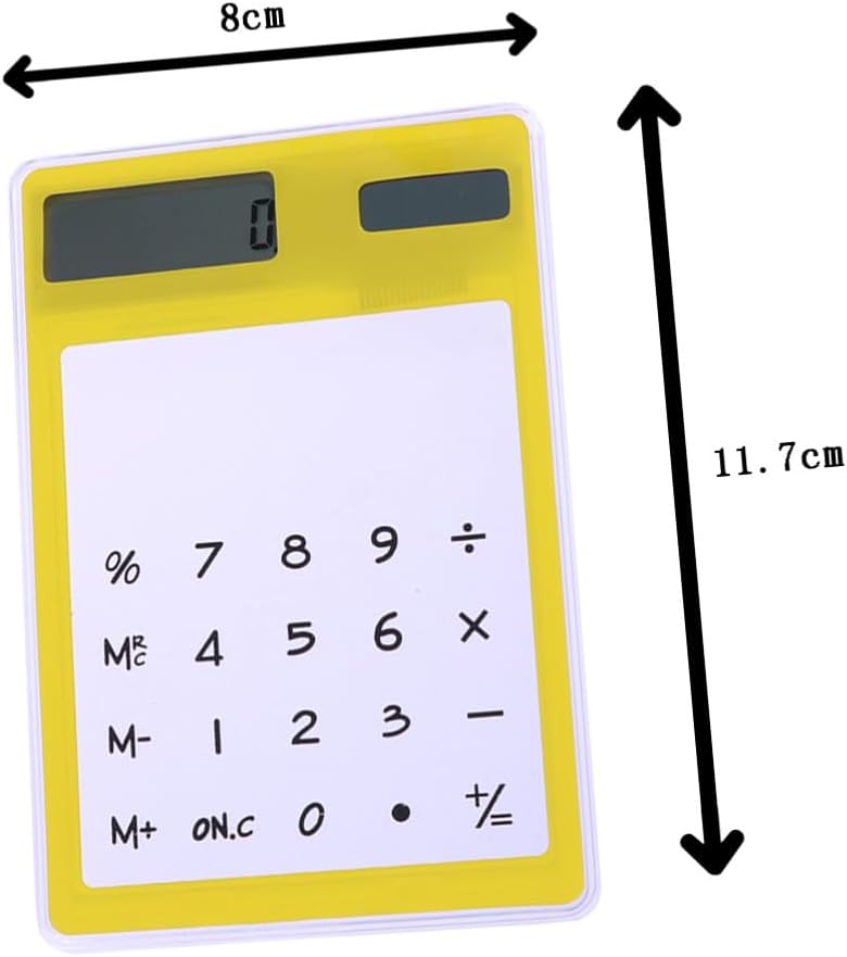Solar Calculator Transparent Touch Panel with LCD Display Solar Powered Compact Lightweight Yellow for School Office Home Use - Image 2