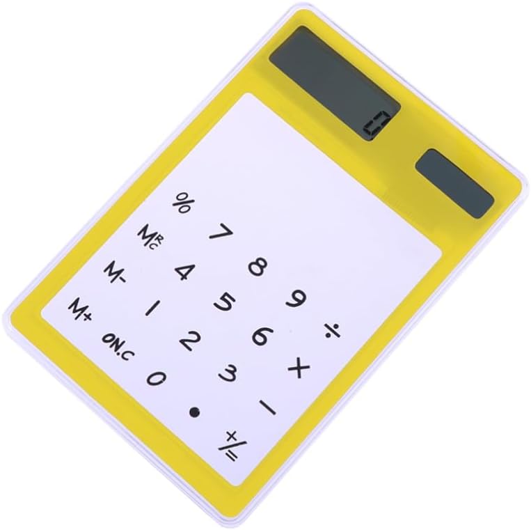 Solar Calculator Transparent Touch Panel with LCD Display Solar Powered Compact Lightweight Yellow for School Office Home Use - Image 1