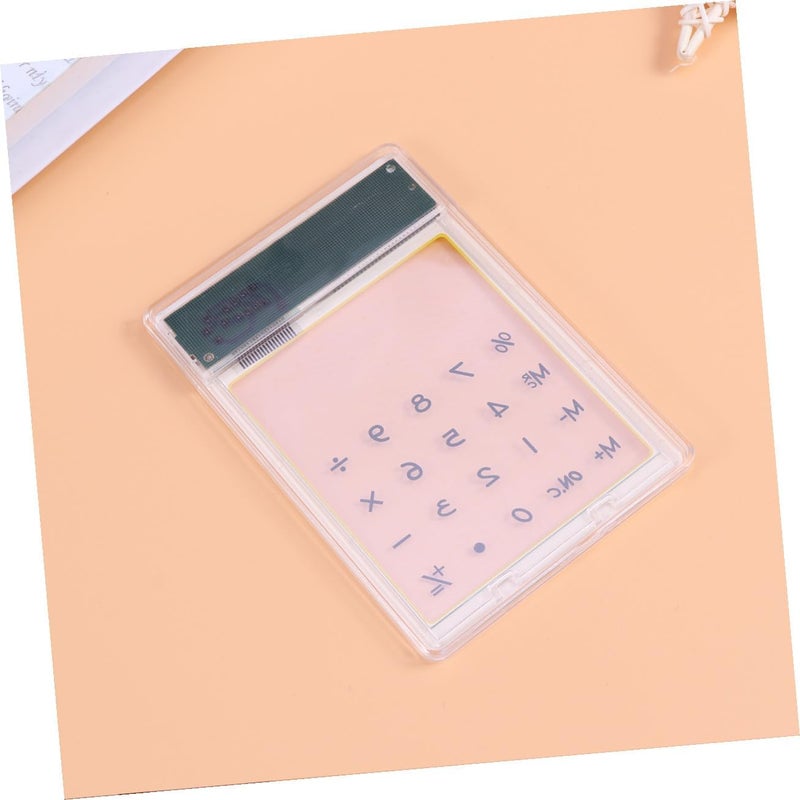 Solar Calculator Transparent Touch Panel with LCD Display Solar Powered Compact Lightweight Yellow for School Office Home Use - Image 4