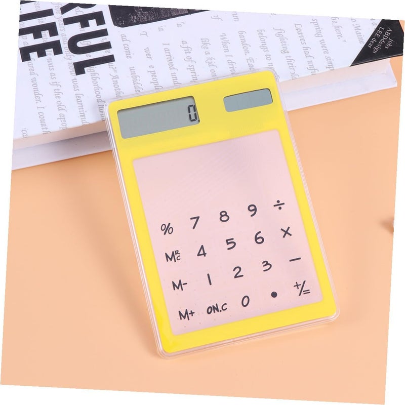 Solar Calculator Transparent Touch Panel with LCD Display Solar Powered Compact Lightweight Yellow for School Office Home Use - Image 3