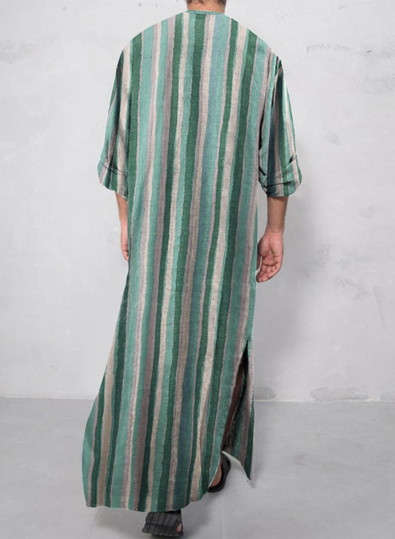 Sthxyfaith Mens Cotton Nightshirts, Long Sleeve Sleepwear Button Down Closure Comfy Nightgown with Pockets, Soft Loose Long Robe (Color : Style 3, Size : XXX-Large) - Image 4