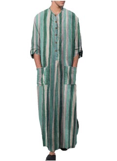 Sthxyfaith Mens Cotton Nightshirts, Long Sleeve Sleepwear Button Down Closure Comfy Nightgown with Pockets, Soft Loose Long Robe (Color : Style 3, Size : XXX-Large)  - Image 3