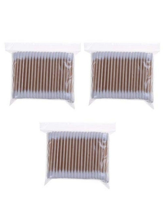 Generic Jaravik Wooden Stick Double Head Tips Natural Pure Cotton Swabs Ear Cleaning Picks Buds (pack of 3) - Image 1