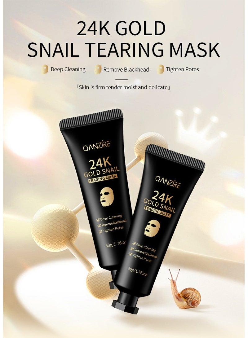  كانزير قناع التقشير الحلزوني الذهبي عيار 24 قيراط قناع تقشير الحلزون الأنبوبي لإزالة الرؤوس السوداء والتنظيف العميق والتحكم في الزيوت المتقاربة لتفتيح لون البشرة - Image 5