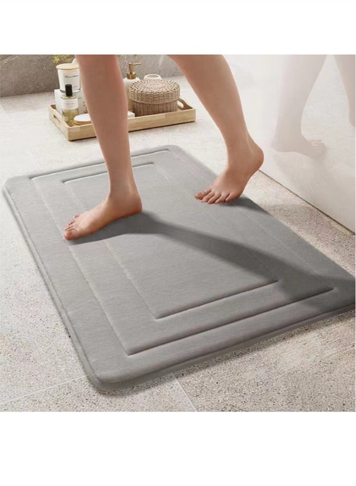Kutis 3-Pieces Bathroom Coral Velvet Floor Mat Suit Absorbent Anti-Slip Toilet Carpet Set Grey - Image 2