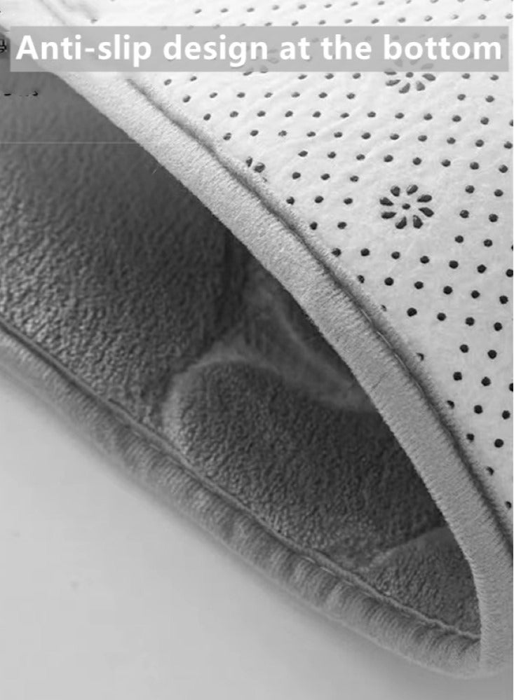 Kutis 3-Pieces Bathroom Coral Velvet Floor Mat Suit Absorbent Anti-Slip Toilet Carpet Set Grey - Image 5