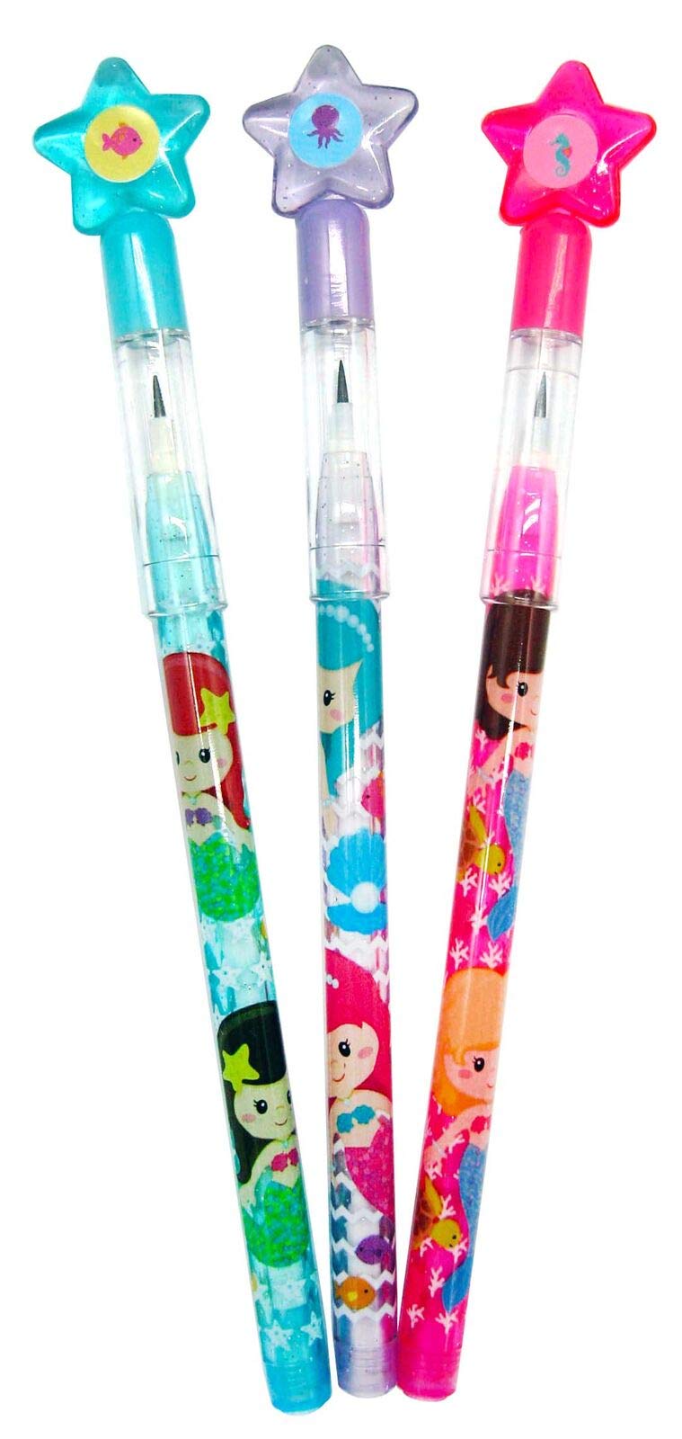 TINYMILLS 24 Pcs Mermaids Multi Point Stackable Push Pencil Assortment with Eraser for Shark Birthday Party Favor Prize Carnival Goodie Bag Stuffers Classroom Rewards Pinata Fillers - Image 3