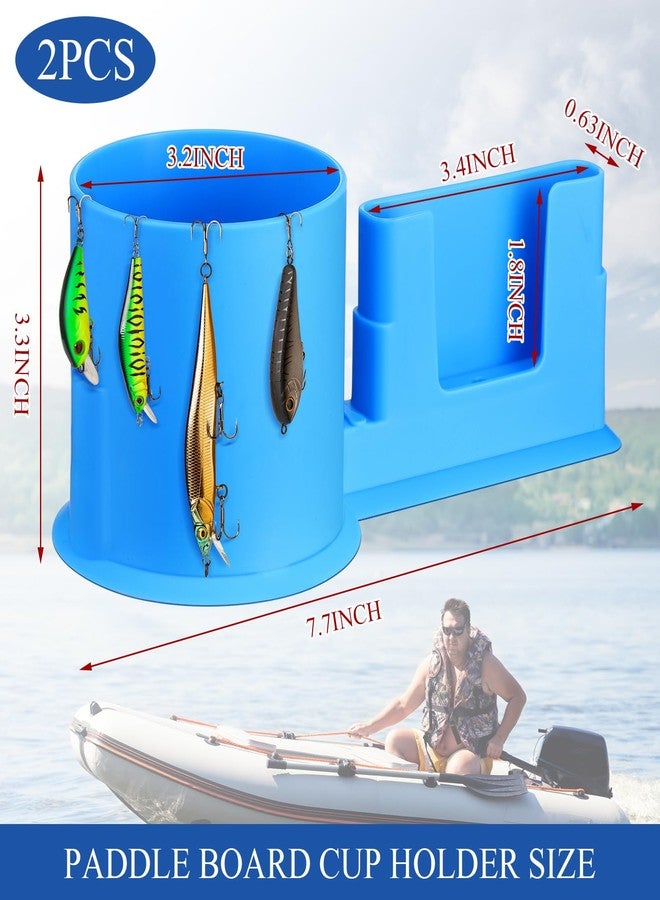 Soulchen 2 Pcs Paddle Board Cup Holder Kayak Cup Holder Paddle Board Accessories Stand up Gift for Phone Drink Bottle Boat Fishing Tool Lure Storage Sup Surfboards Canoes Kayak for Christmas(Blue) - Image 2