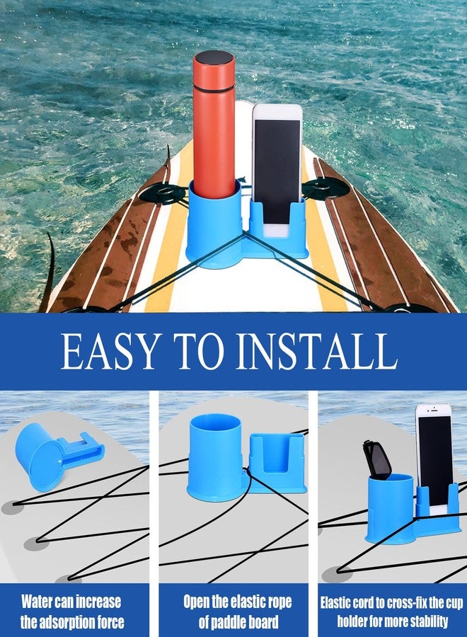 Soulchen 2 Pcs Paddle Board Cup Holder Kayak Cup Holder Paddle Board Accessories Stand up Gift for Phone Drink Bottle Boat Fishing Tool Lure Storage Sup Surfboards Canoes Kayak for Christmas(Blue) - Image 3