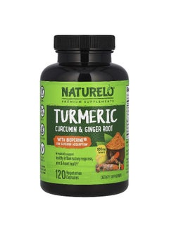 NATURELO, Turmeric Curcumin & Ginger Root With Bioperine®, 120 Vegetarian Capsules