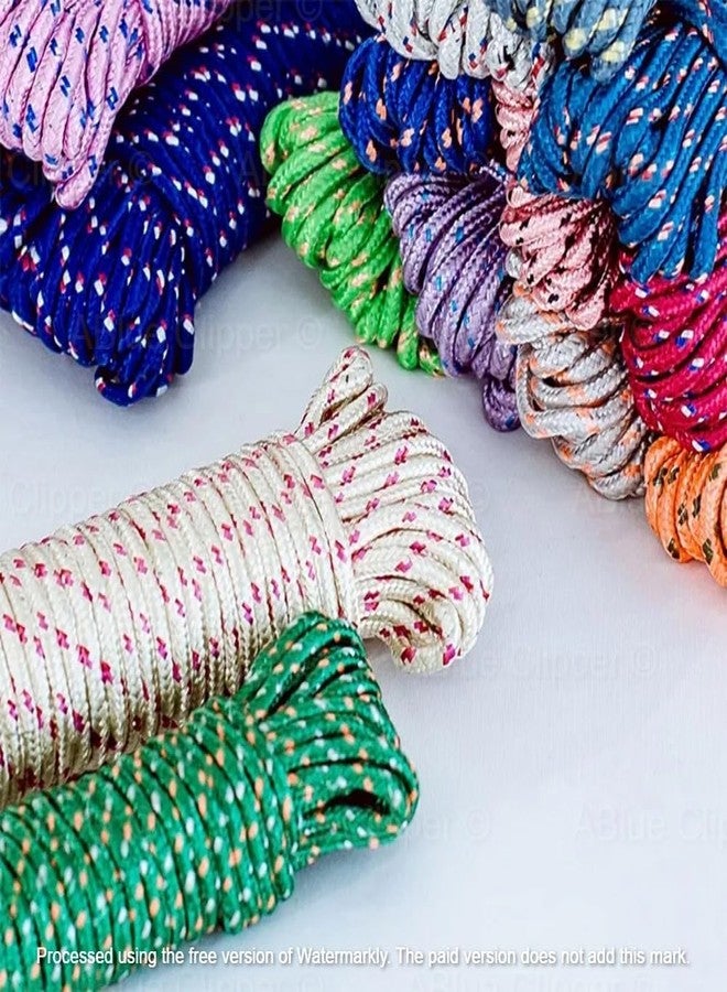 ABlue Clipper Portable Fabric Braided Clothes Drying Rope | Nylon Laundry Line Rope | Cloth Drying Wire Synthetic Rope | Clothes Drying Line | Kapde Sukhane ki Rassi | Strong & Durable (10 M Pack of 2) - Image 1