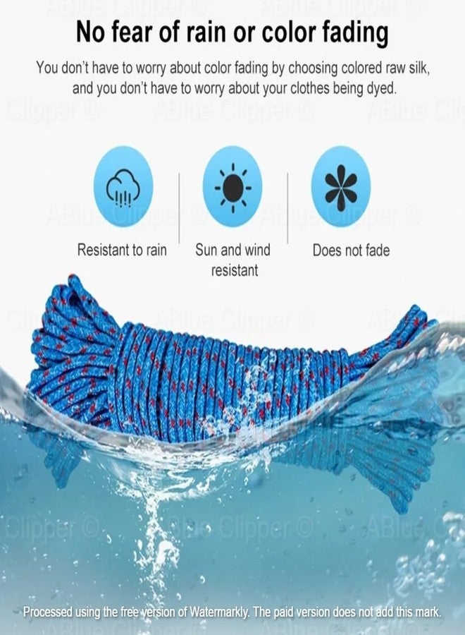 ABlue Clipper Portable Fabric Braided Clothes Drying Rope | Nylon Laundry Line Rope | Cloth Drying Wire Synthetic Rope | Clothes Drying Line | Kapde Sukhane ki Rassi | Strong & Durable (10 M Pack of 2) - Image 2