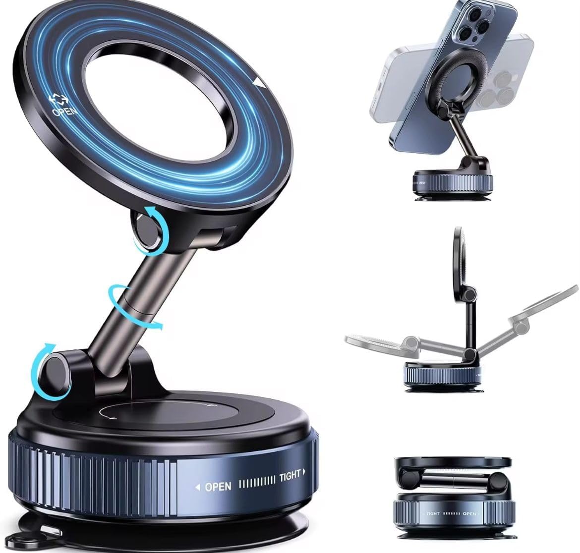 ALKAYAN ALKAYAN Magnetic Car Phone Holder 360 Rotation Suction Cup Metal Foldable Adjustable 150 g ZDB34E7B40A6DD36295D8Z