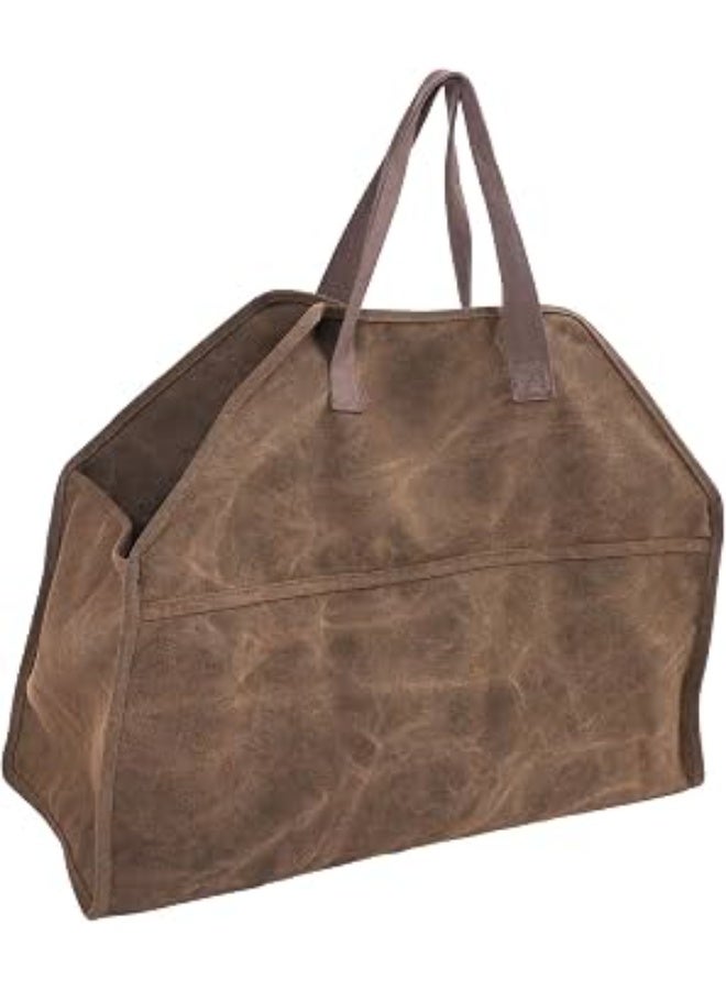 Firewood carrier waxed canvas bag for carrying logs with handle, heavy duty log holder for fireplace wood stove accessories for camping indoor and outdoor BBQ, firewood bag, log carry bag, camping wood bag, camping bag, azbah bag, fireplace bag, firewood storage bag, wood carry tote, fireplace storage bag, waterproof bag, outdoor bag, multipurpose bag, travel bag, garden bag, outdoor stove bag, heavy duty bag, strong handle bag, desert bag, large storage bag, outdoor use bag - Image 4