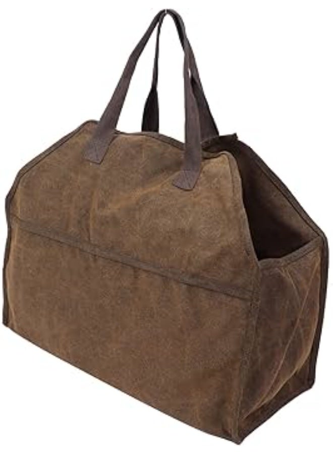 Firewood carrier waxed canvas bag for carrying logs with handle, heavy duty log holder for fireplace wood stove accessories for camping indoor and outdoor BBQ, firewood bag, log carry bag, camping wood bag, camping bag, azbah bag, fireplace bag, firewood storage bag, wood carry tote, fireplace storage bag, waterproof bag, outdoor bag, multipurpose bag, travel bag, garden bag, outdoor stove bag, heavy duty bag, strong handle bag, desert bag, large storage bag, outdoor use bag - Image 3