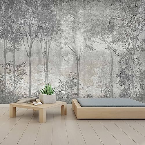 WFBHUAVintage Forest Woodland Mural Wallpaper Gray Old Wall Tree Wallpaper for Bedroom Living RoomNot Peel and Stick - Image 1