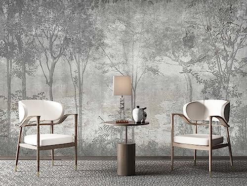 WFBHUAVintage Forest Woodland Mural Wallpaper Gray Old Wall Tree Wallpaper for Bedroom Living RoomNot Peel and Stick - Image 3