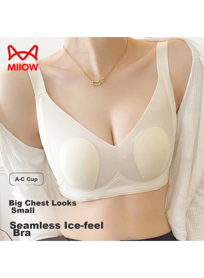 MIIOW Maoren [minimizing Large Breasts] Women's Seamless Bra, Push-up, Rabbit Ear Cups, Lift, Side Support, Wireless Brassiere - Image 2