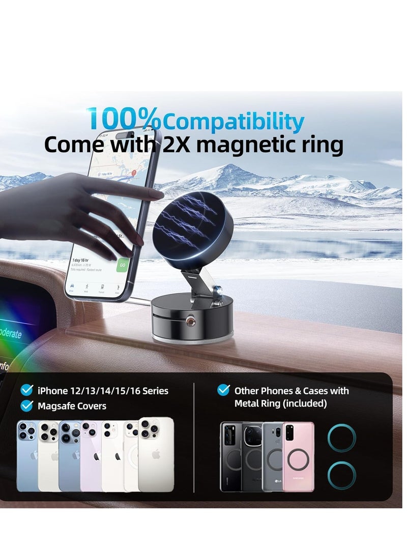 YJS Foldable Vacuum Suction Magnetic Car Phone Holder Holder for all phones Car Mirror Gym - Image 3