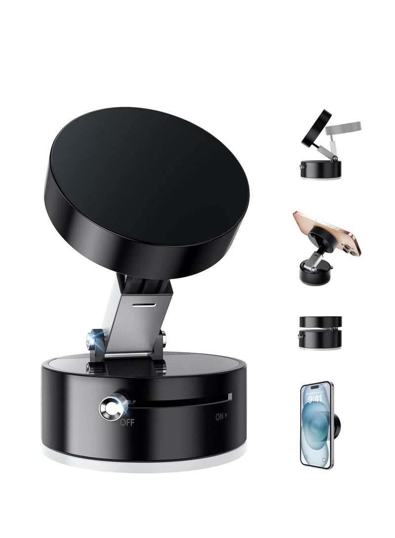 YJS Foldable Vacuum Suction Magnetic Car Phone Holder Holder for all phones Car Mirror Gym - Image 1