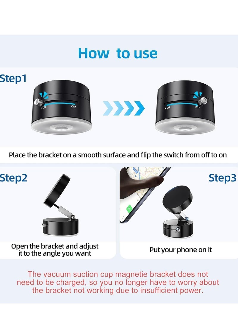 YJS Foldable Vacuum Suction Magnetic Car Phone Holder Holder for all phones Car Mirror Gym - Image 4