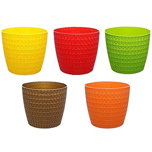 Bianco Decorative Indoor and for Outdoor Flower Pots/Planters, Table Top Decorative Pot (Pack of 5) (Multicolored Pots) (5.5 x 5 Inch). - Image 2