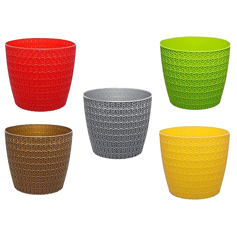 Bianco Decorative Indoor and for Outdoor Flower Pots/Planters, Table Top Decorative Pot (Pack of 5) (Multicolored Pots) (5.5 x 5 Inch). - Image 5