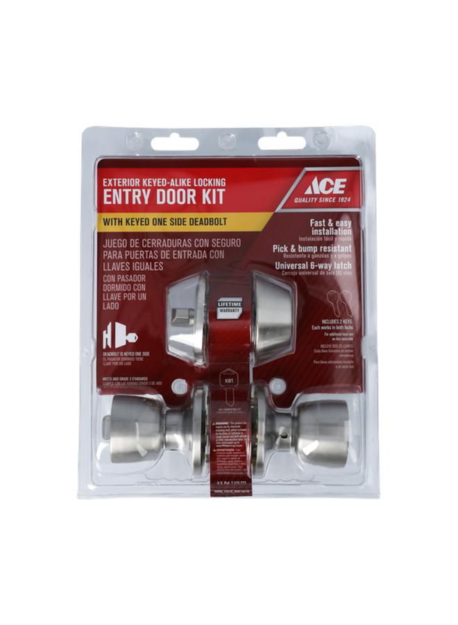 ACE Exterior Keyed-Alike Locking Entry Door Kit Silver - Image 1