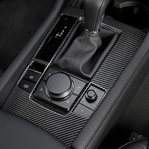 Kadore Interior Gear Shift Panel Frame Cover Trim for 2019-2022 2023 Mazda 3 Carbon Fiber Pattern (only for Mazda3)(Not fit Models Without Sliding lid for The Cup Holders) - Image 1