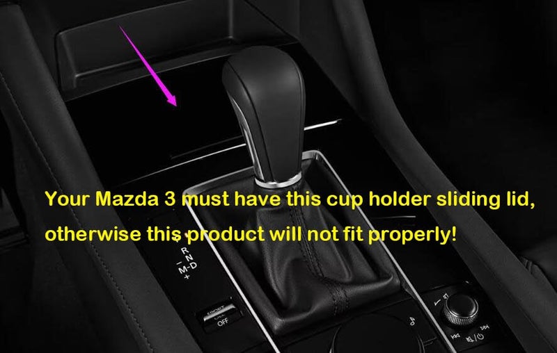 Kadore Interior Gear Shift Panel Frame Cover Trim for 2019-2022 2023 Mazda 3 Carbon Fiber Pattern (only for Mazda3)(Not fit Models Without Sliding lid for The Cup Holders) - Image 3