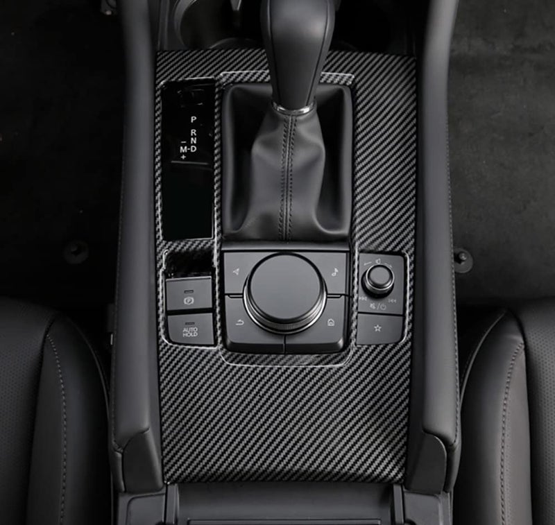 Kadore Interior Gear Shift Panel Frame Cover Trim for 2019-2022 2023 Mazda 3 Carbon Fiber Pattern (only for Mazda3)(Not fit Models Without Sliding lid for The Cup Holders) - Image 4