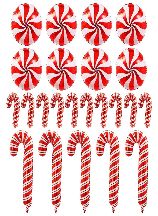 KHC-KHF Christmas-Balloon Candycane-Balloon 23PCS Christmas Candy Cane Foil Balloons Xmas Photo Backdrop Theme New Year Decoration Home Party Supplies - Image 1