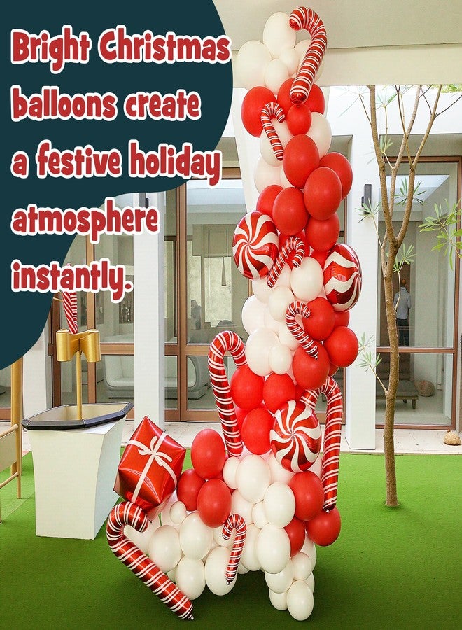 KHC-KHF Christmas-Balloon Candycane-Balloon 23PCS Christmas Candy Cane Foil Balloons Xmas Photo Backdrop Theme New Year Decoration Home Party Supplies - Image 2