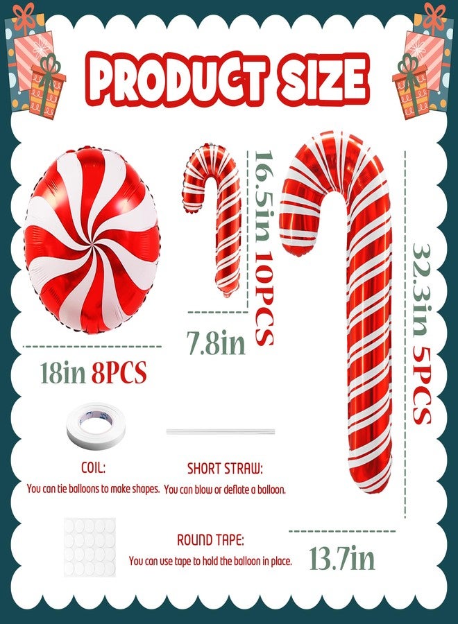 KHC-KHF Christmas-Balloon Candycane-Balloon 23PCS Christmas Candy Cane Foil Balloons Xmas Photo Backdrop Theme New Year Decoration Home Party Supplies - Image 3