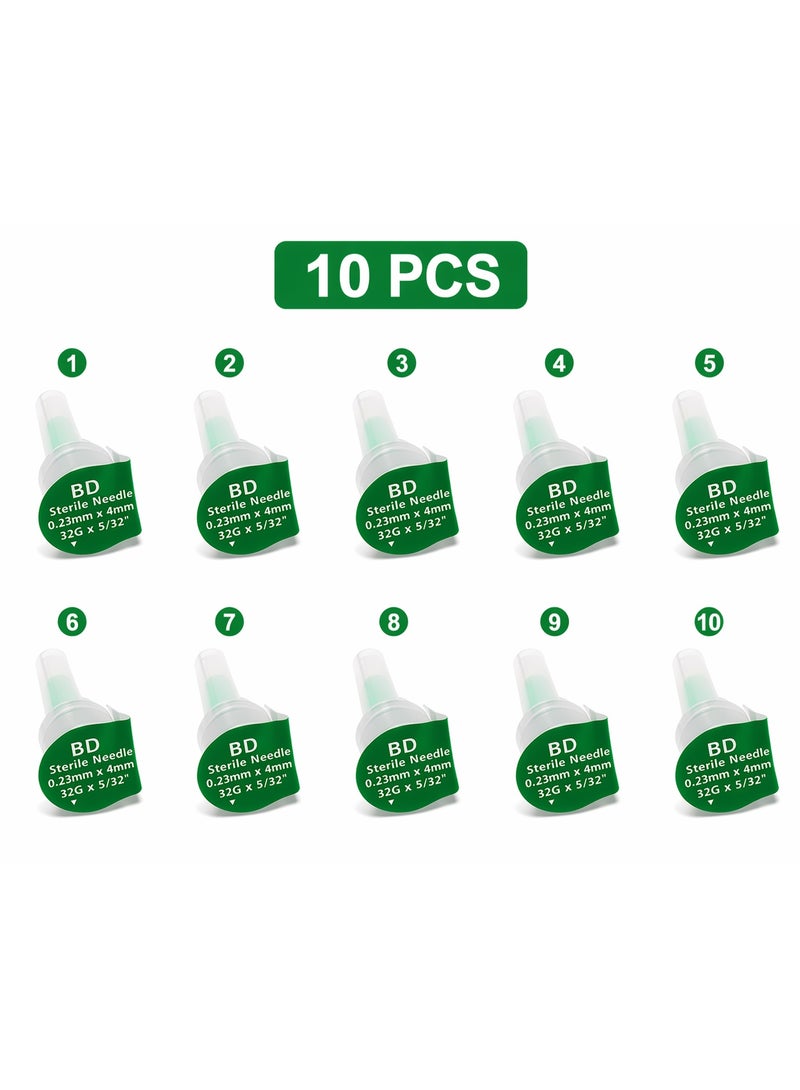 Micro-Fine™ Plus Pen Needles 32G x 4mm – 10 PCS | Ultra-Thin | Sterile, Single-Use | Universal Fit