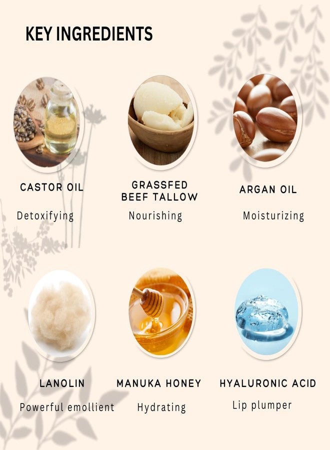 Simple Sophistication All natural lip balm - for dry, chapped, sensitive lips | with grassfed tallow, Castor oil, CoQ10, Hyaluronic Acid and Silk - Ultra Moisturizing, Conditioning, Organic (0.4 fl oz/12 mL (Untinted - Image 3
