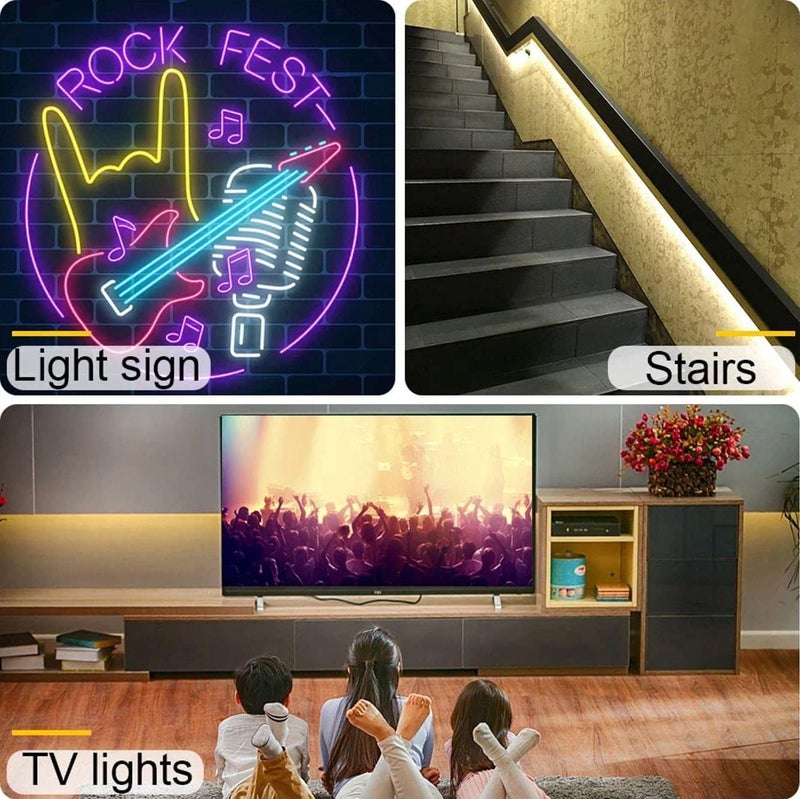 بي بي أيه شريط إضاءة LED نيون مقاوم للماء من ® للاستخدام المنزلي في المطبخ والسرير والديكور الخارجي المرن (أبيض دافئ) (5 متر) - Image 4