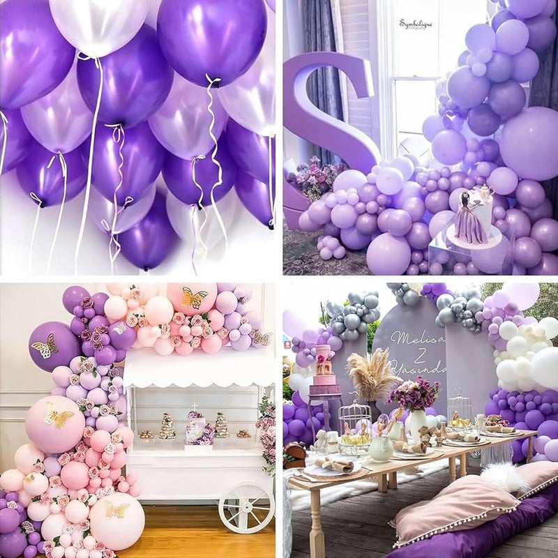 TOYXE Happy Birthday Net Canopy Tent LED lights Balloons Paper Banner For Decoration Purple Set of 50 Pieces - Image 5