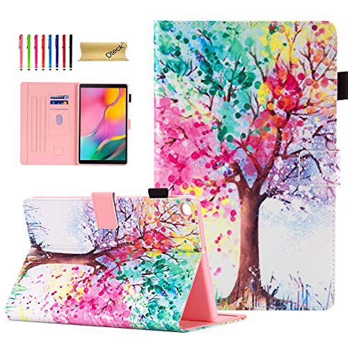 Dteck Cover for Samsung Galaxy Tab A 10.1 2019 SM-T510, Dteck Slim Fit Multi-Angle Folio Leather Stand Smart Shell Protective Case for Samsung Galaxy Tab A 10.1 Tablet 2019, Colorful Tree - Image 1