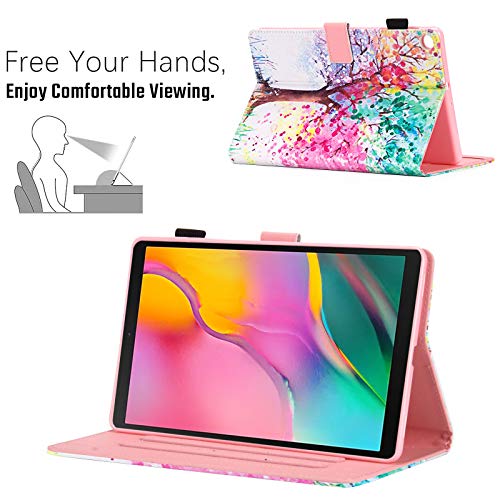 Dteck Cover for Samsung Galaxy Tab A 10.1 2019 SM-T510, Dteck Slim Fit Multi-Angle Folio Leather Stand Smart Shell Protective Case for Samsung Galaxy Tab A 10.1 Tablet 2019, Colorful Tree - Image 5