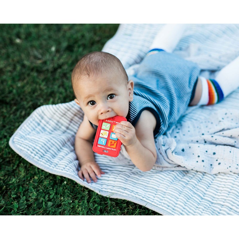 Silli Chews Cell Phone Teether for Baby Red Phone Teething Toy Red Silicone Teether Infant Pain Relief Apple iPhone Shaped Smart Phone | Silly Bite Toy - Image 3