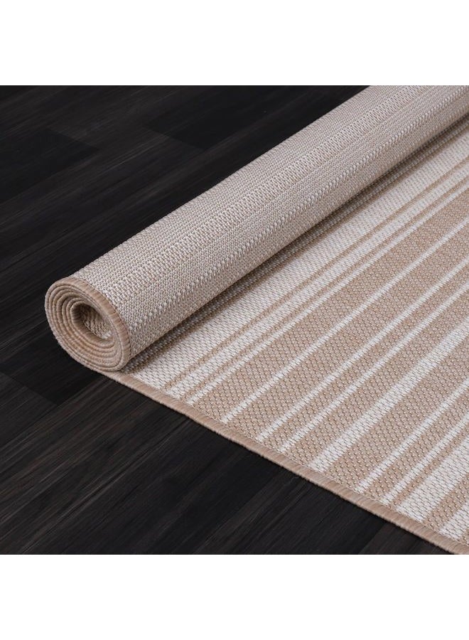 LuuL Home Stripe Outdoor Rug 5x7 Washable Outside Carpet for Indoor Patio Porch Waterproof Easy Cleaning Non Shedding Area Rugs Beige 5 x 7 - Image 5