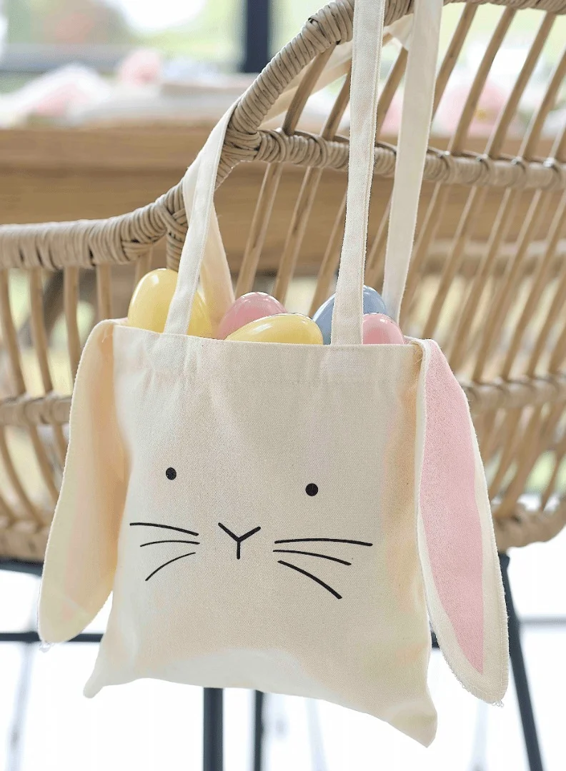 Ginger Ray Ginger Ray Bunny Canvas Tote Bag with Ears - Cute Gift Bag